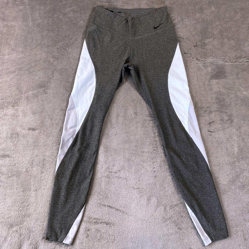 Nike Leggings Womens S Gray White Dri-FIT Legend Colorblock High Rise Activewear